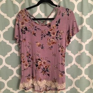 Xhiliration floral purple tunic